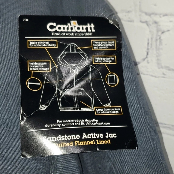 Carhartt Quilted Sandstone Active Work Jacket 3XL j140 NWT - Picture 6 of 16